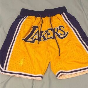 Just Don Lakers Yellow and Blue Athletic Shorts